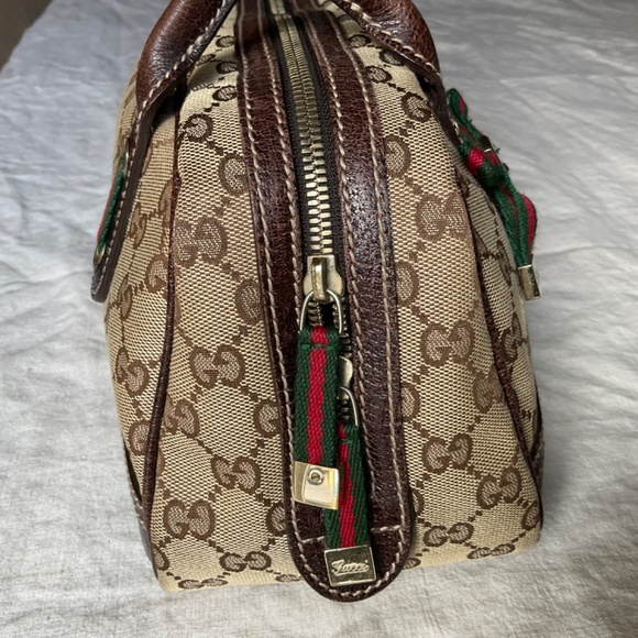 AUTHENTIC GUCCI Princy Boston Bag in GG Canvas with Leather Trim - Picture 2 of 10
